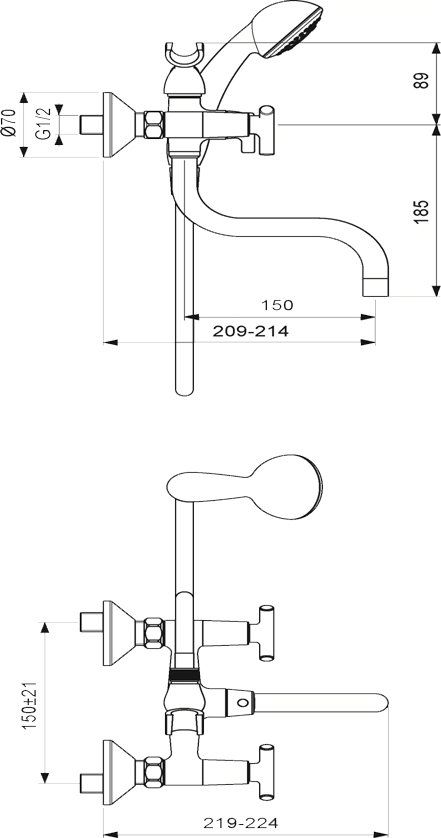 Смеситель для ванны Vidima Trinity хром  BA260AA - 1