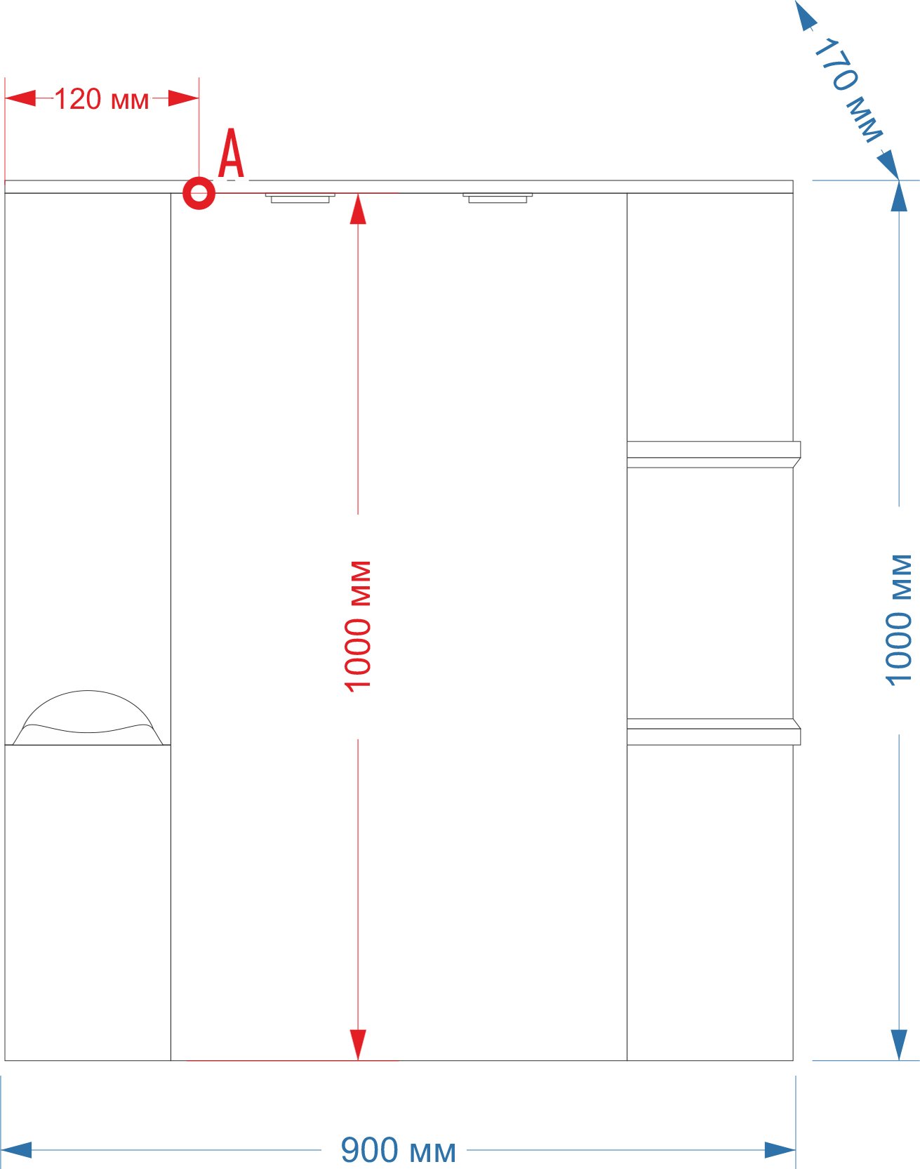 Зеркало Misty Кристи 90 красная эмаль L П-Кри02090-041СвЛ - 1