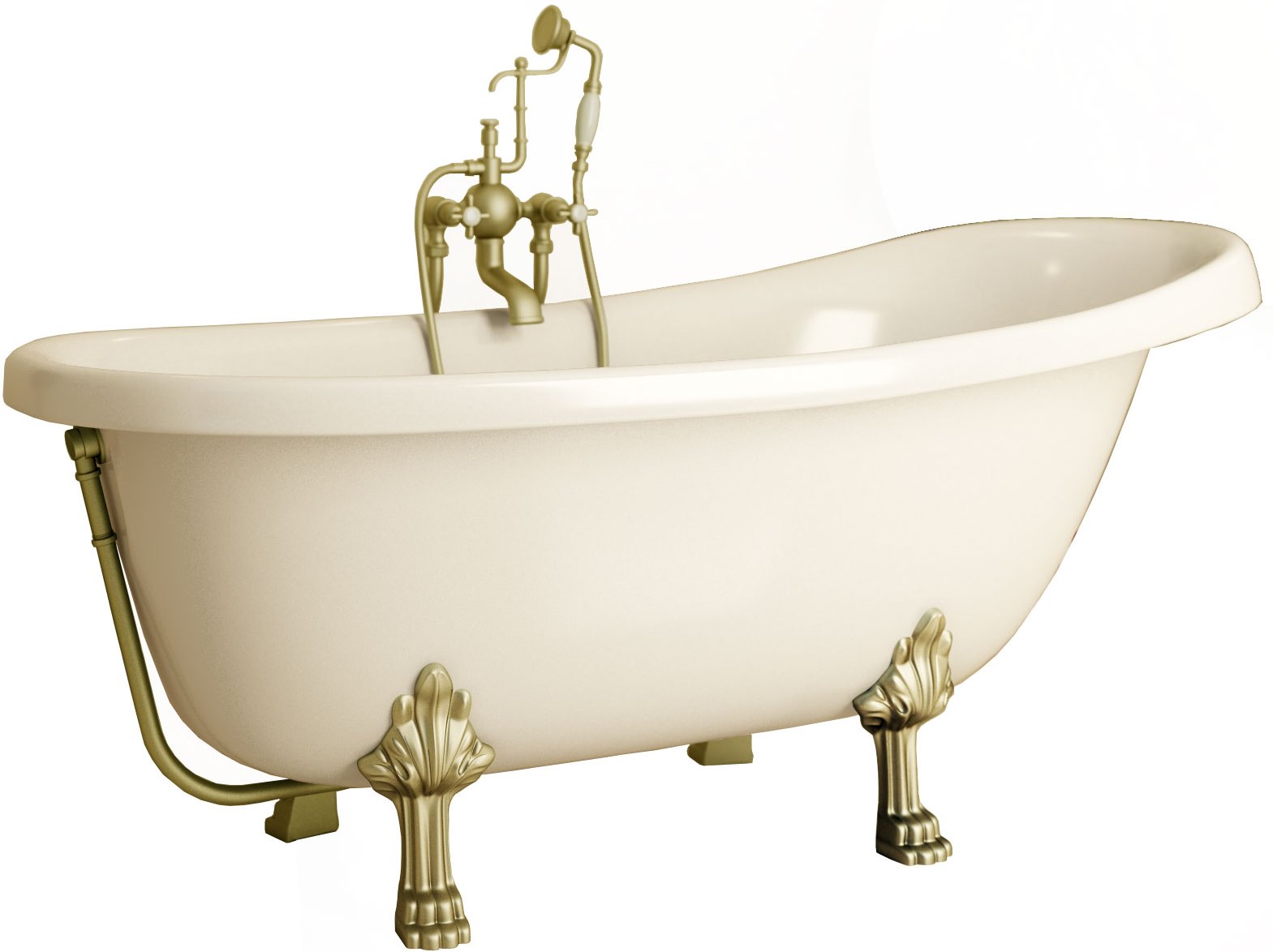 Ванна из искусственного камня Фэма Салерно белая, ножки бронза САЛЕРНО-BR - 0