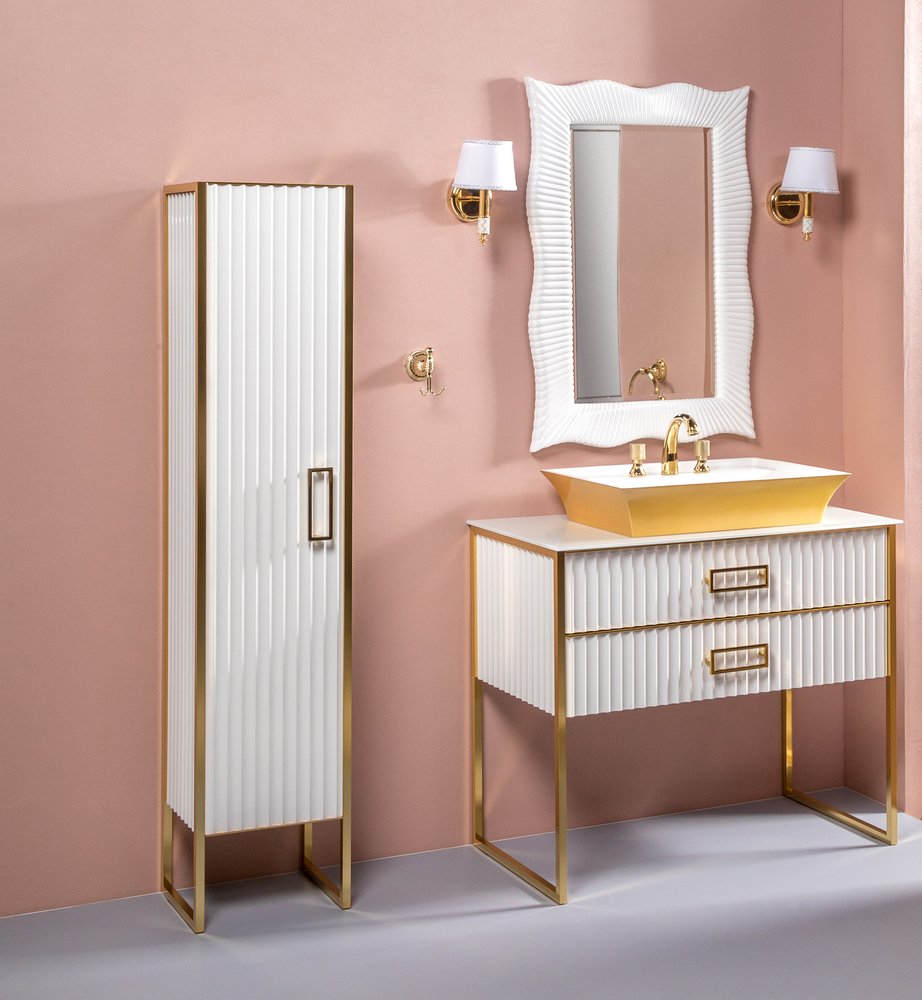 Шкаф-пенал Armadi Art Monaco L белый глянец - золото 868-WG-L - 4