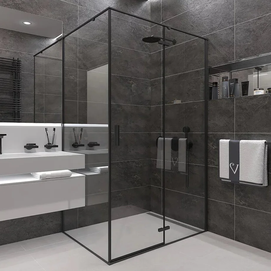 Душевой уголок Veconi Rovigo RV-073B 90x100 профиль черный  RV073B-90100-01-C4 - 0