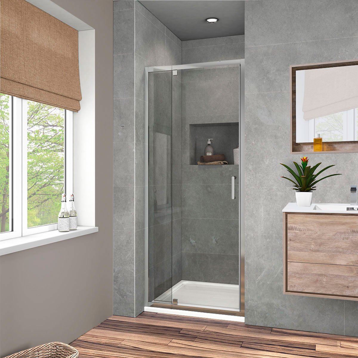 Душевая дверь в нишу Vincea Intra VDP-1I7080CL 70/80 см, стекло прозрачное, хром - 1