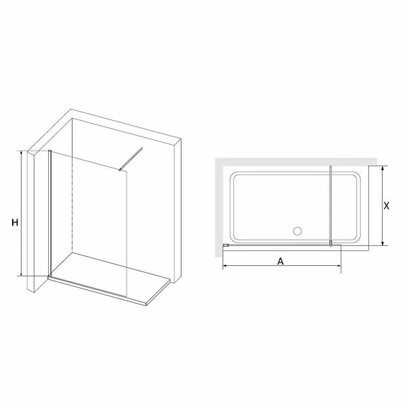 Душевая перегородка RGW Walk in 60х195 черная стекло прозрачное 351011006-14 - 1