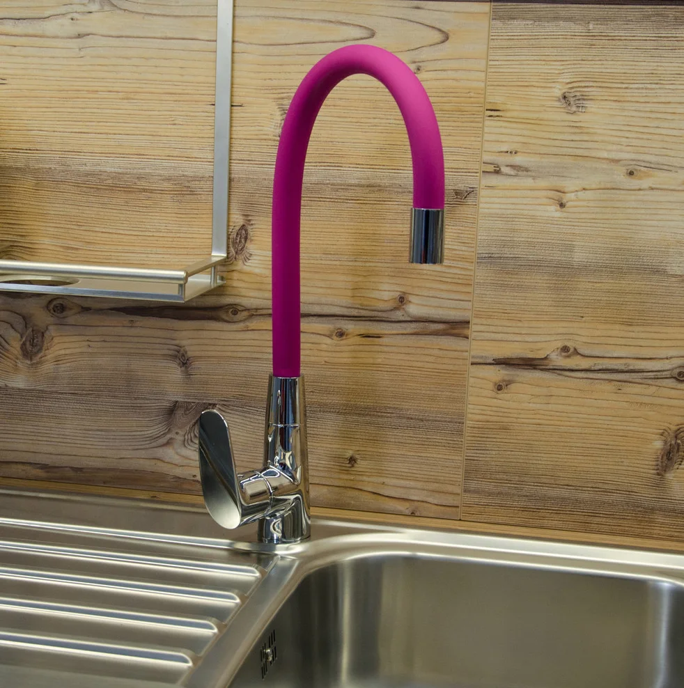 Смеситель для кухни Rav Slezak Amur с гибким изливом хром - розовый AM719.5/10R - 4