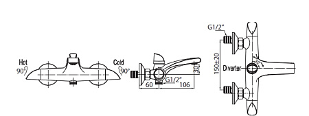 Смеситель для ванны BelBagno Grano хром  GRA-VAS-CRM/TWIST - 1