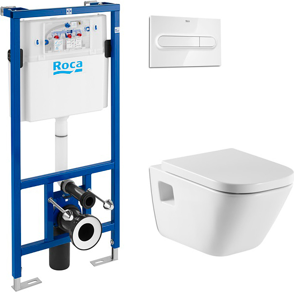 Комплект Система инсталляции для унитазов Roca DUPLO WC 890090020 + Чаша для унитаза подвесного Roca Gap 346477000 + Кнопка смыва Roca PL1 Dual хром  - 0