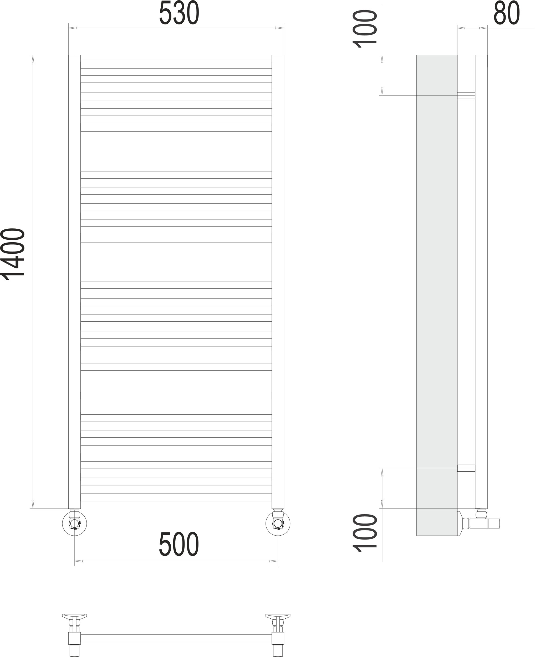 Водяной полотенцесушитель Terminus Сицилия П22 500х1400 Хром 4670078530820 - 2