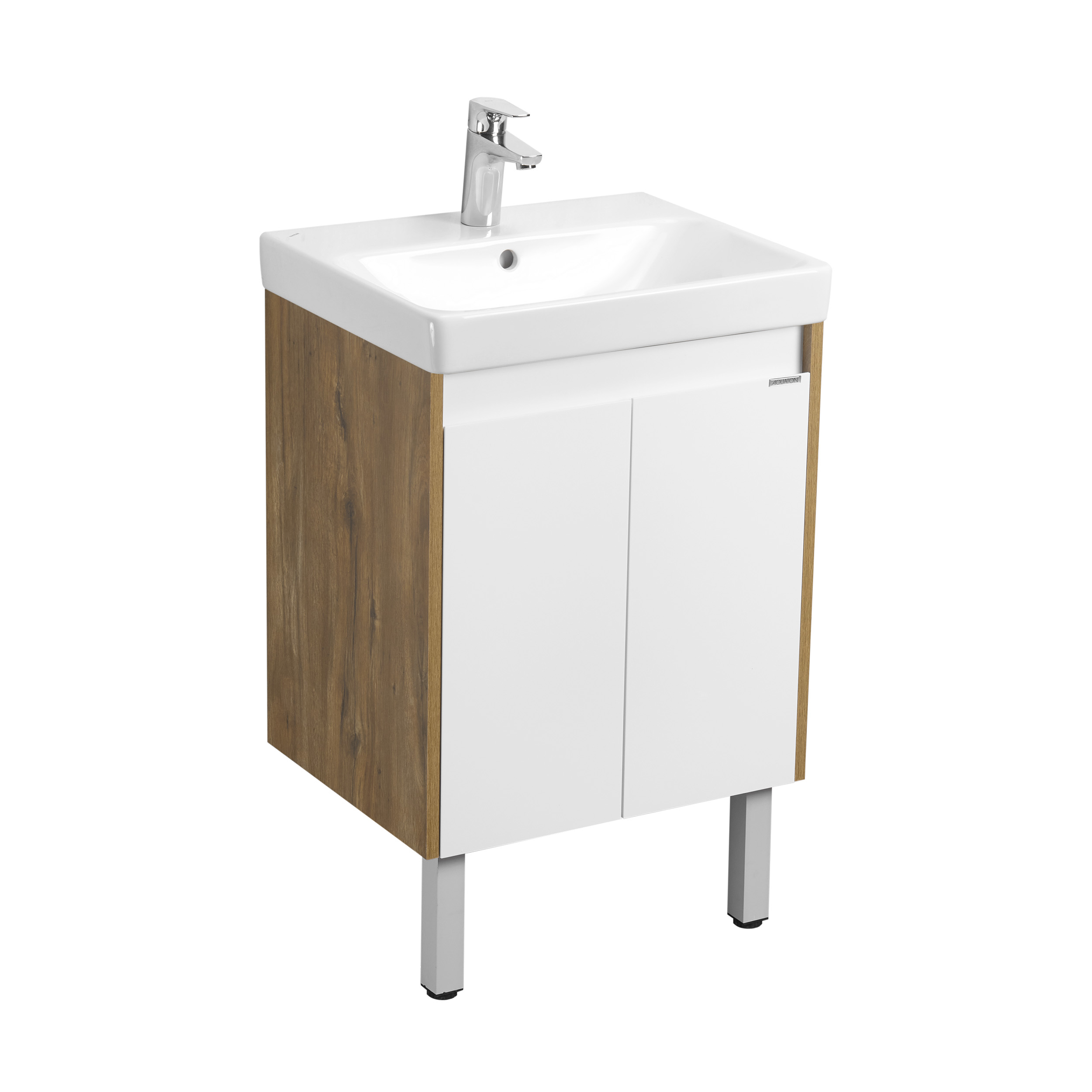 Тумба под раковину Aquaton Сканди Doors 55 Белый глянец Дуб рустикальный 1A278801SDZ90 - 0