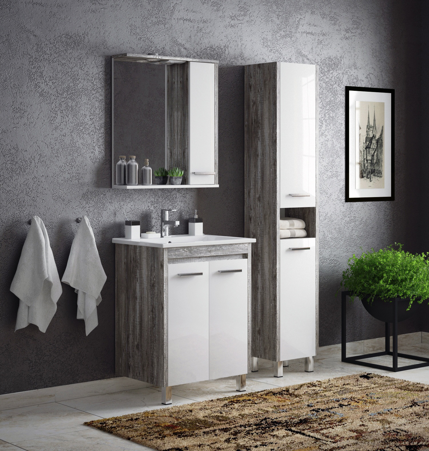 Зеркало-шкаф Corozo Лорена 75 R, антик, с подсветкой SD-00000296 - 1