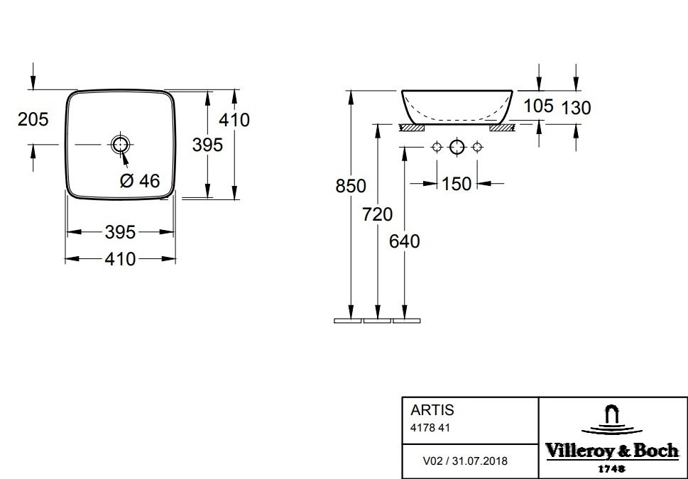 Мебельная раковина Villeroy & Boch Artis 41 Macaroon  417841BCT3 - 1