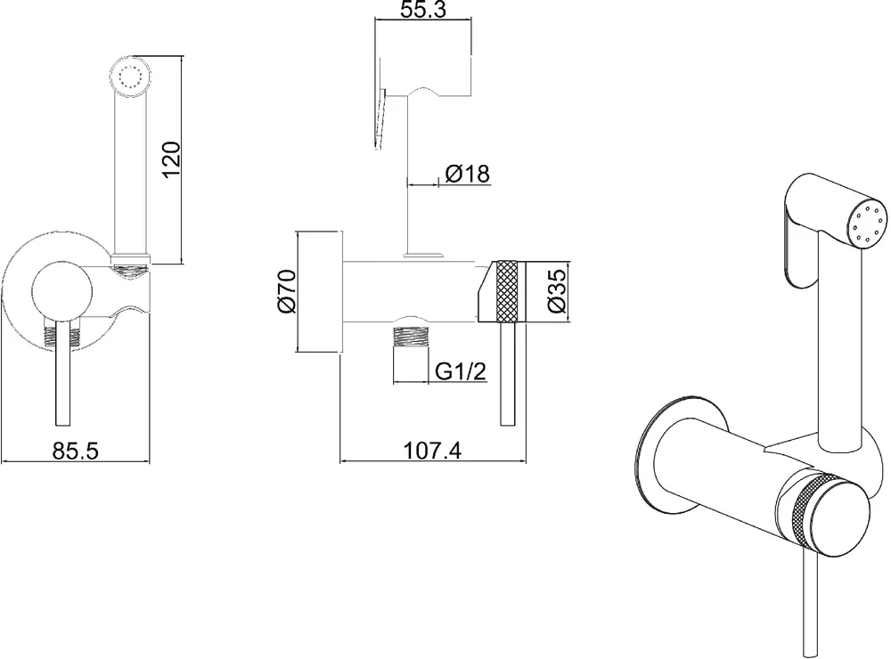Гигиенический душ со смесителем Allen Brau Priority черный матовый 5.31029-31 - 1