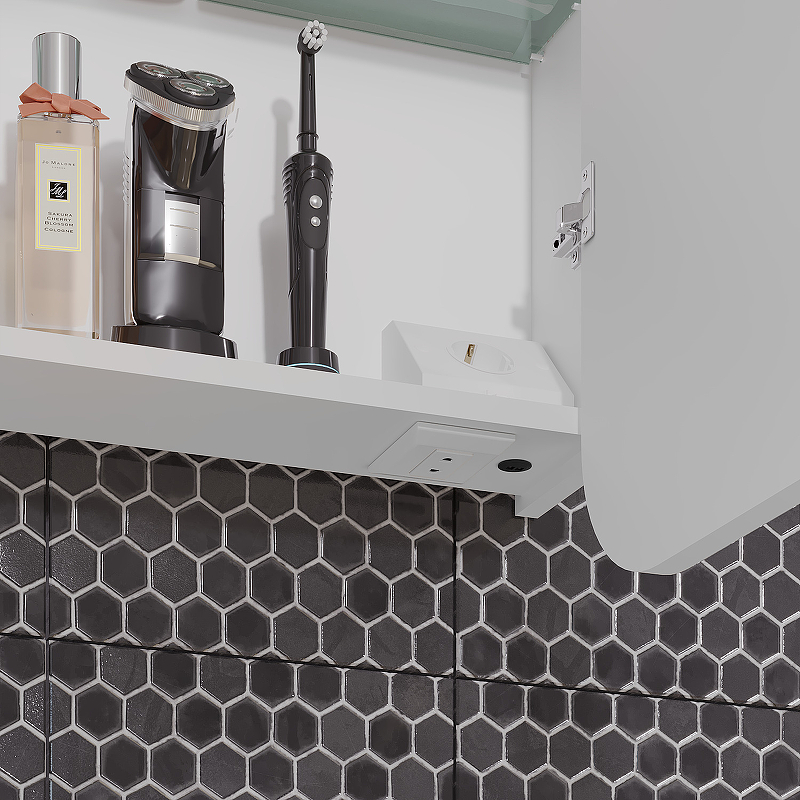 Зеркало шкаф Opadiris Элеганс 90 с подсветкой белый матовый 00-00006882 - 3