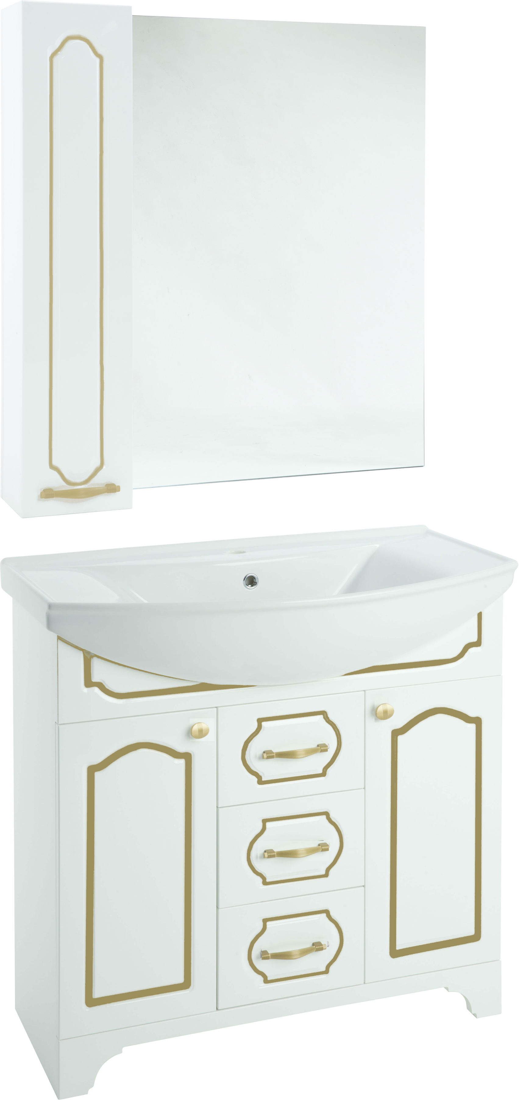 Мебель для ванной Bellezza Тиффани 85 белая, патина золото - 0