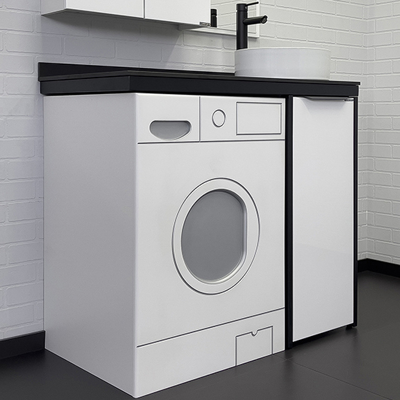 Тумба с раковиной под стиральную машинку Comforty Лозанна 100 белая глянцевая 00-00013800 - 0