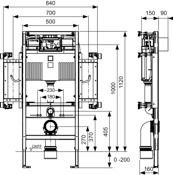 Система инсталляции для унитазов TECE Profil Uni 2.0 9300381 - 2