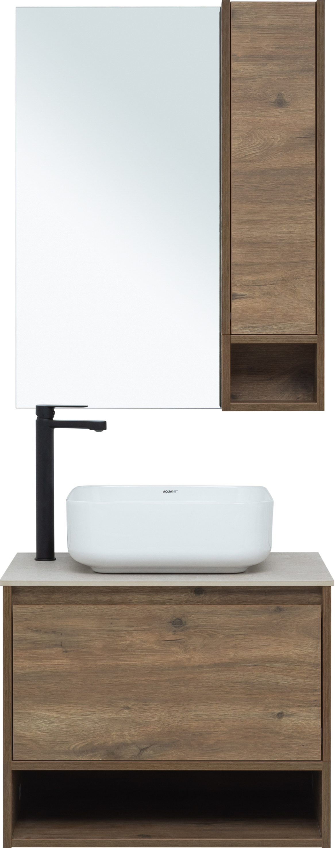 Мебель для ванной STWORKI Карлстад 60 дуб рустикальный, простоун беж, с отверстием под смеситель в столешнице 425192 - 8