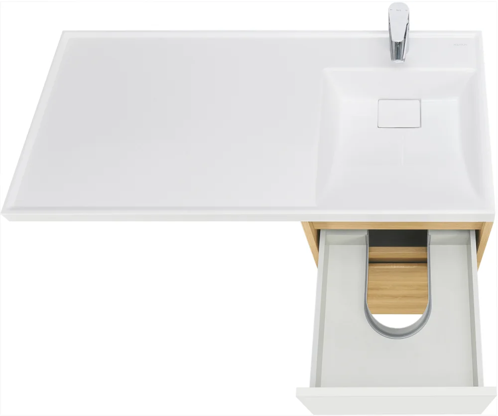 Тумба с раковиной Aquaton Лондри 40 светлое дерево-белый 1A2670K2LH0C0 - 2