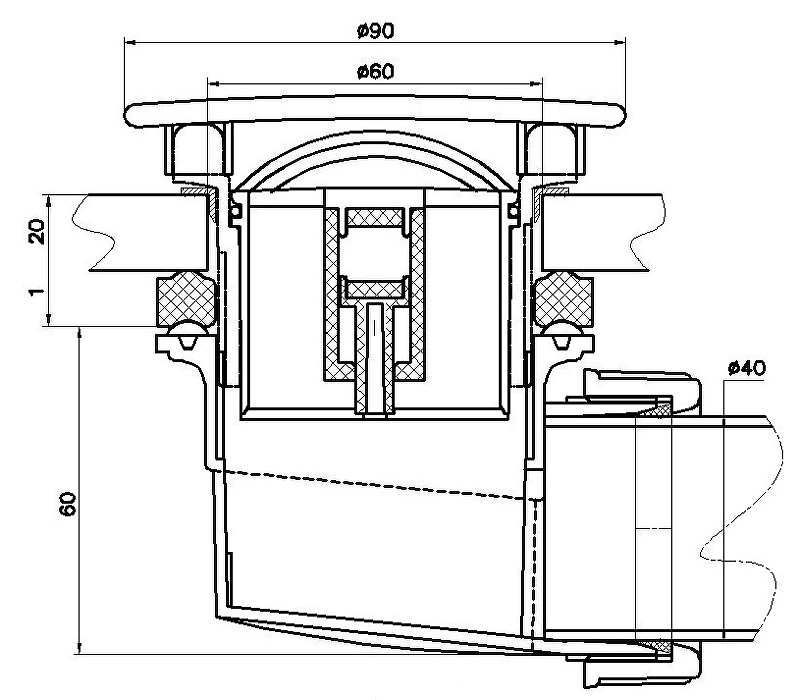 Сифон для душевого поддона RGW Velplex QYD-06 хром 18241106-01* - 2