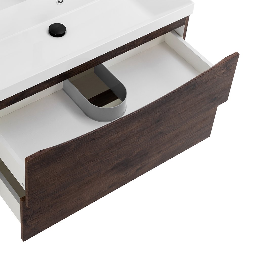 Тумба с раковиной Belbagno Marino 80 темное дерево  - 11