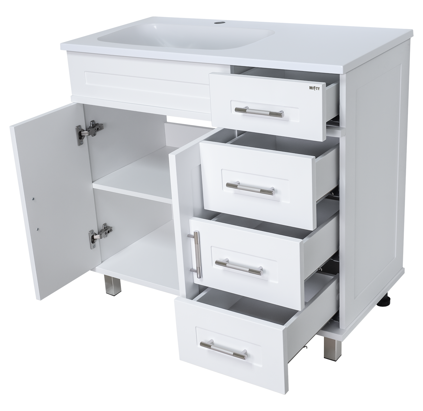 Тумба под раковину Misty Купер 90 левая белая глянцевая П-Куп01090-0124ЯЛ - 1