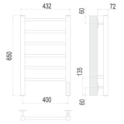 Электрический полотенцесушитель Terminus Аврора П6 650x400 Хром 4670078531148 - 2