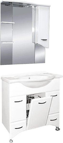 Тумба с раковиной Misty Дрея 85 2 ящика с бельевой корзиной - 0