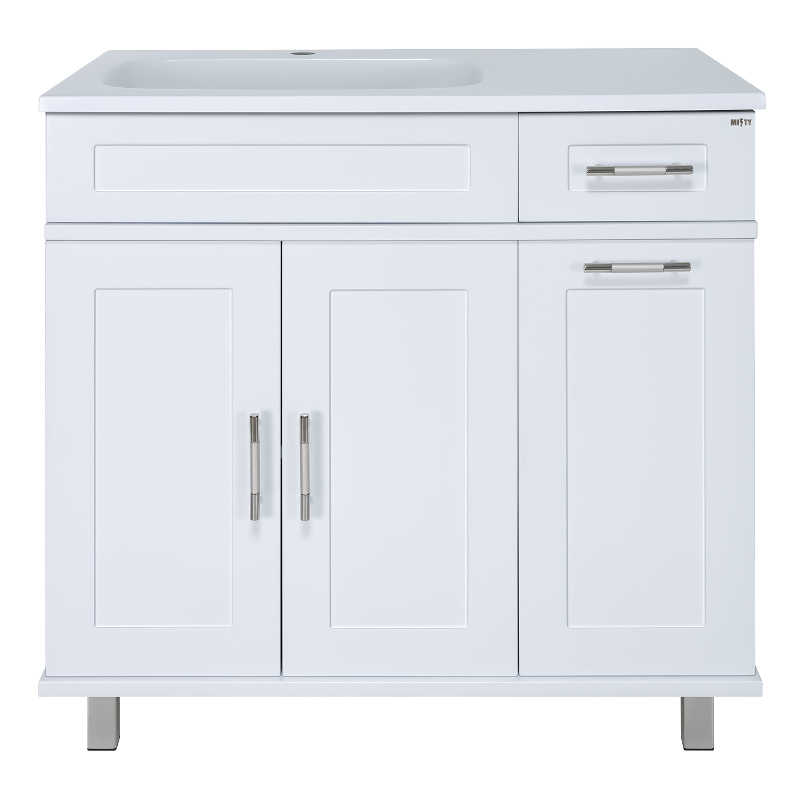 Тумба с раковиной Misty Купер 90 L с бельевой корзиной белый - 0