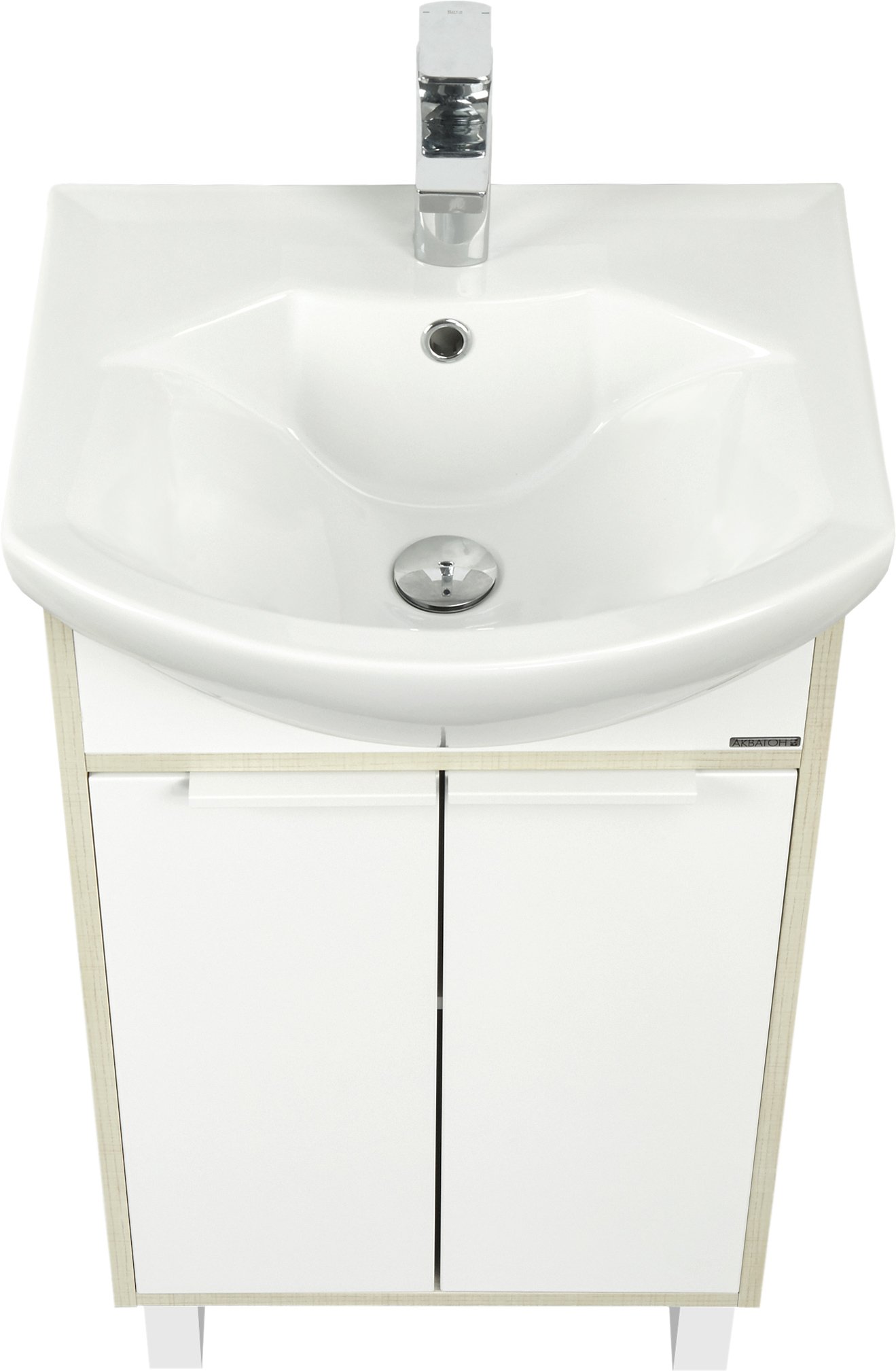 Тумба под раковину Aquaton Рико 50 белый-светлое дерево 1A212401RIB90 - 0