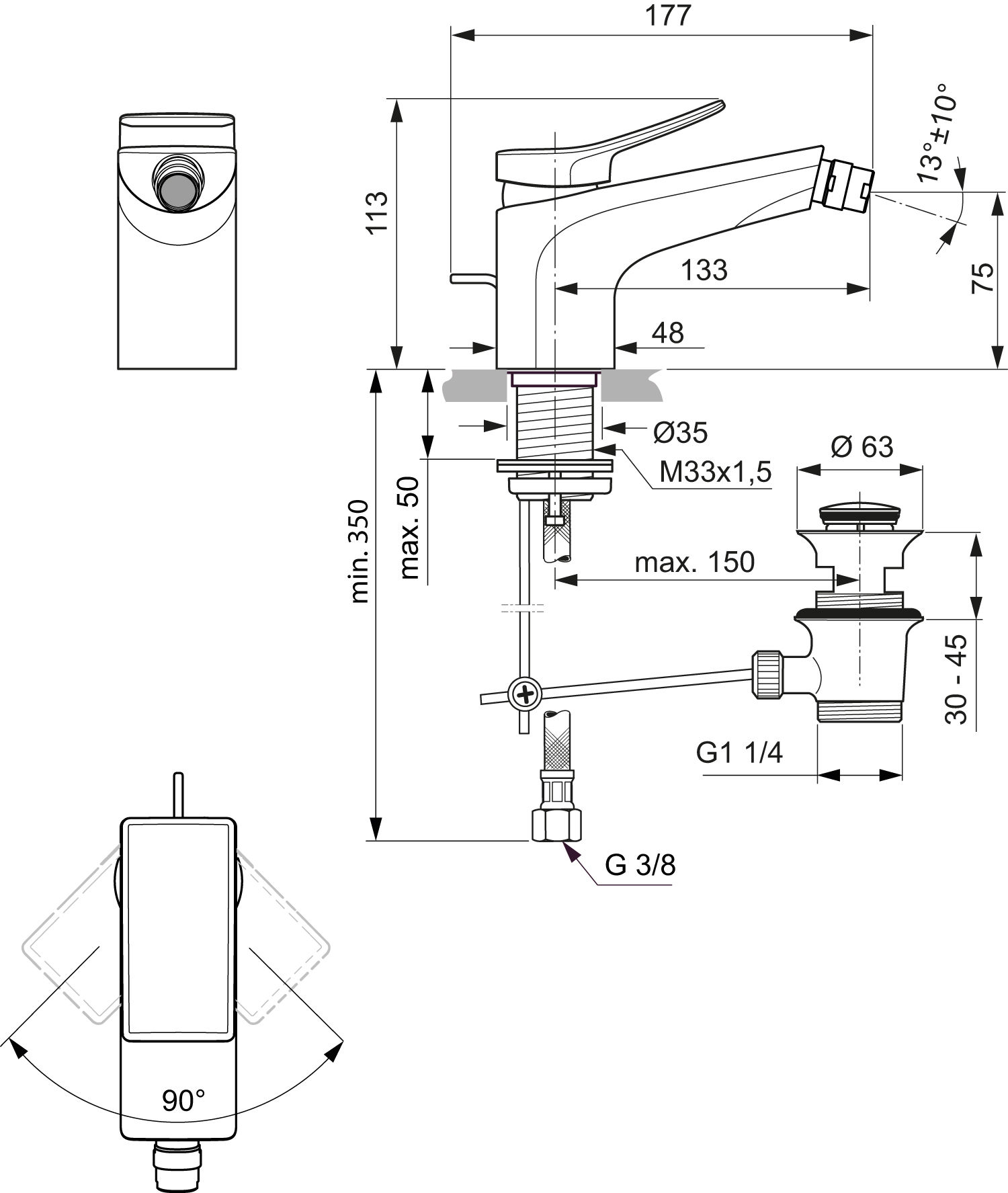 Смеситель для биде Ideal Standard Conca хром BC760AA - 2
