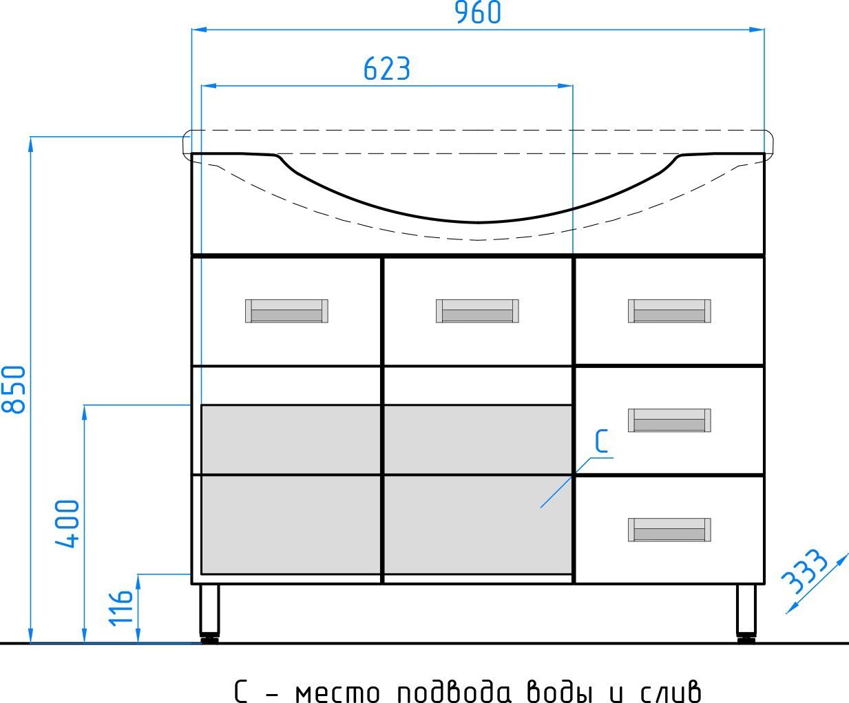 Тумба для комплекта Style Line Ирис 100 белая ЛС-00000178 - 9