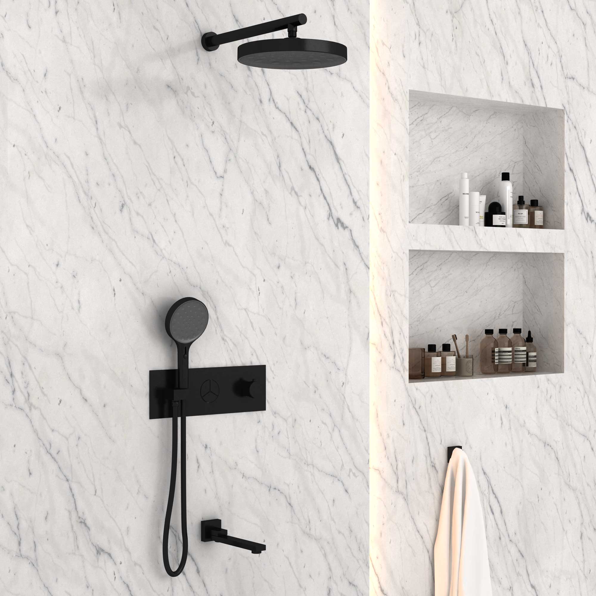 Душевой комплект Vincea Inspire с термостатом черный матовый VSFW-432TI2MB - 2