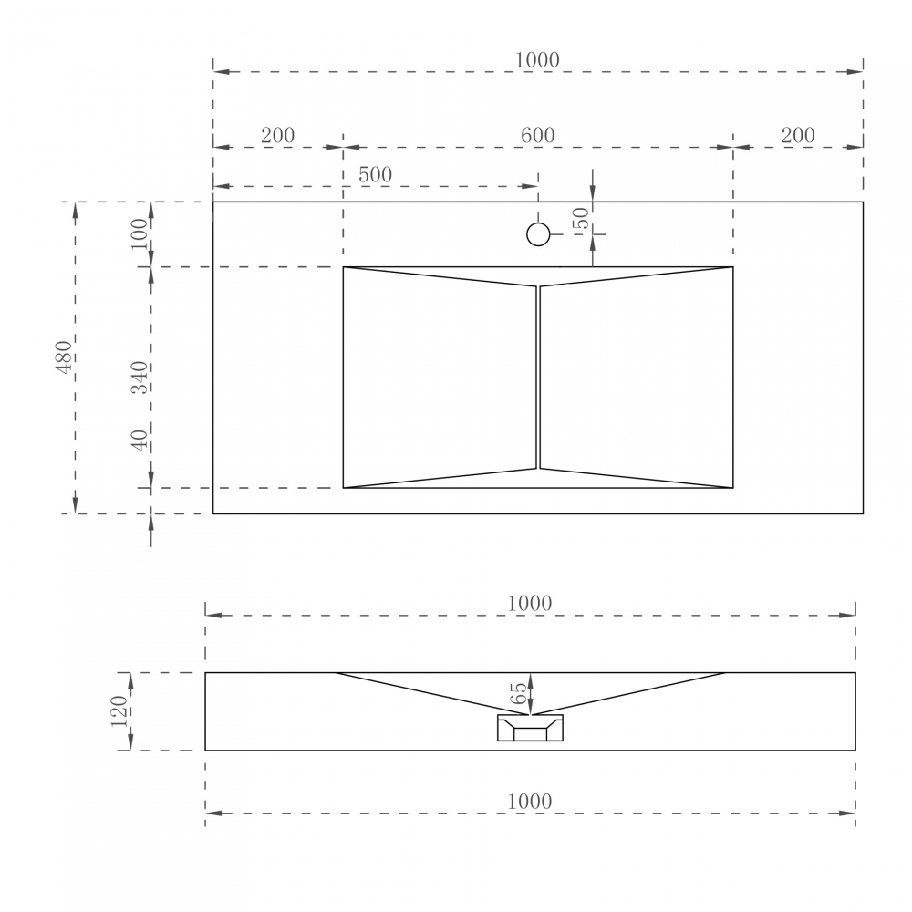 Раковина подвесная Abber Stein 100х48 белый матовый AS2641 - 3