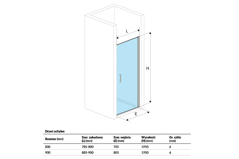 Душевая дверь Excellent Mazo 90 профиль хром стекло прозрачное KAEX.3005.1010.9000.LP - 2
