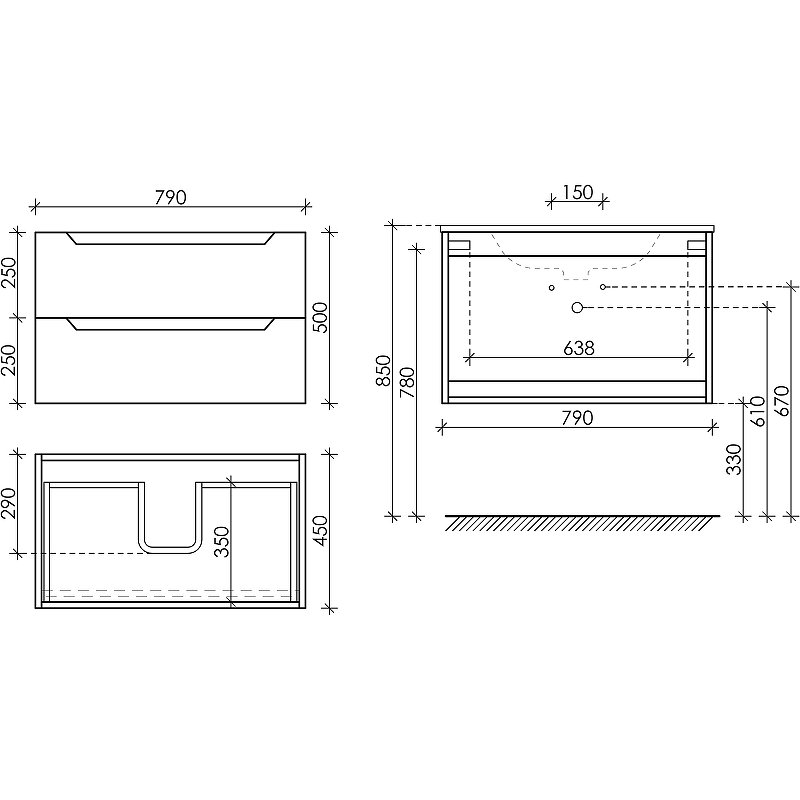 Тумба под раковину подвесная Sancos Norma 2.0 80 белая глянцевая NR2.080W - 4