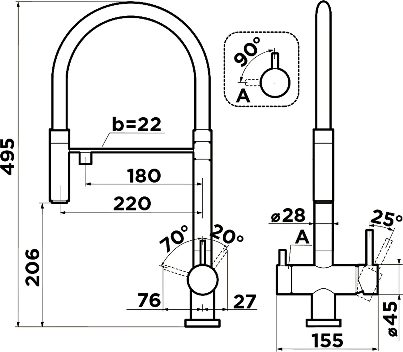 Смеситель Omoikiri Kanto 4994298 для кухонной мойки - 2