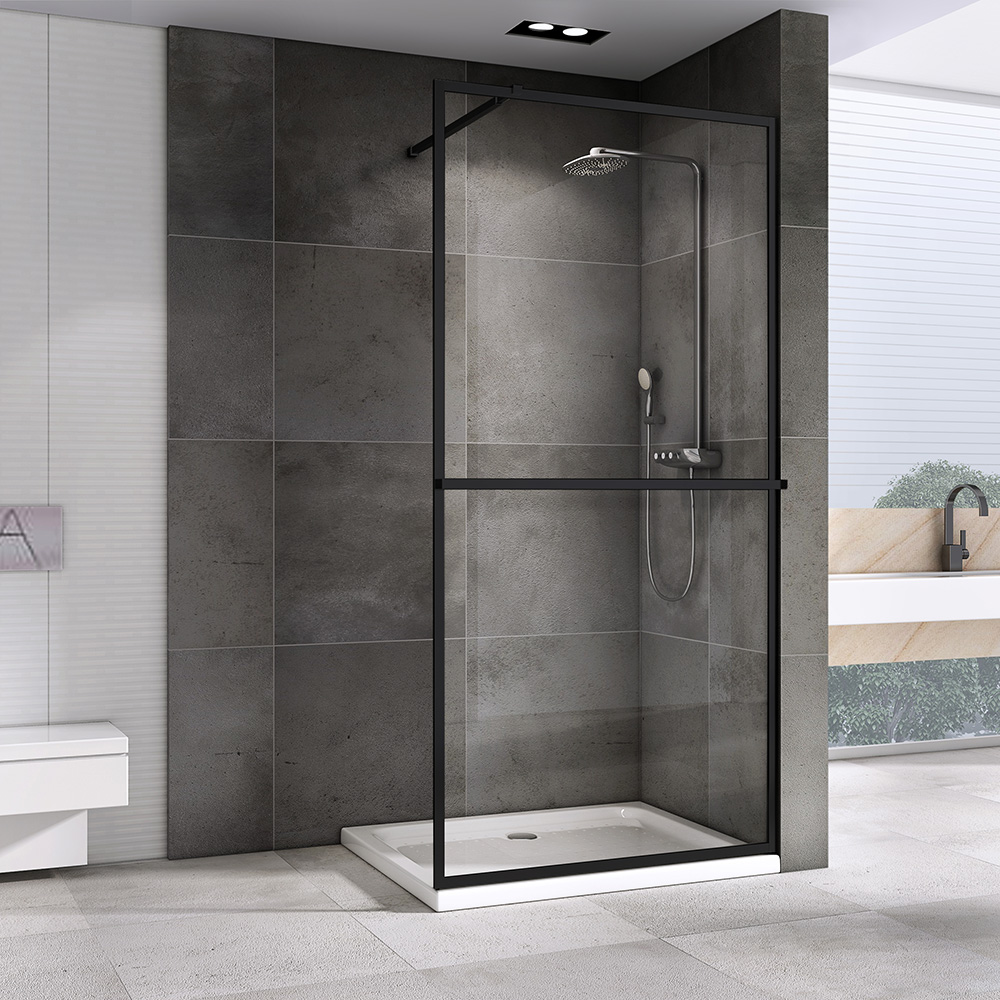 Душевая перегородка ABBER Immer Offen 120 профиль черный  AG60120B8 - 1