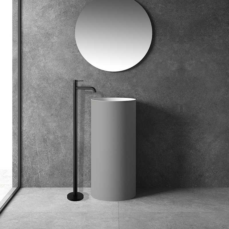 Смеситель для ванны напольный Abber Wasser Kreis черный, матовый  AF8140B - 1