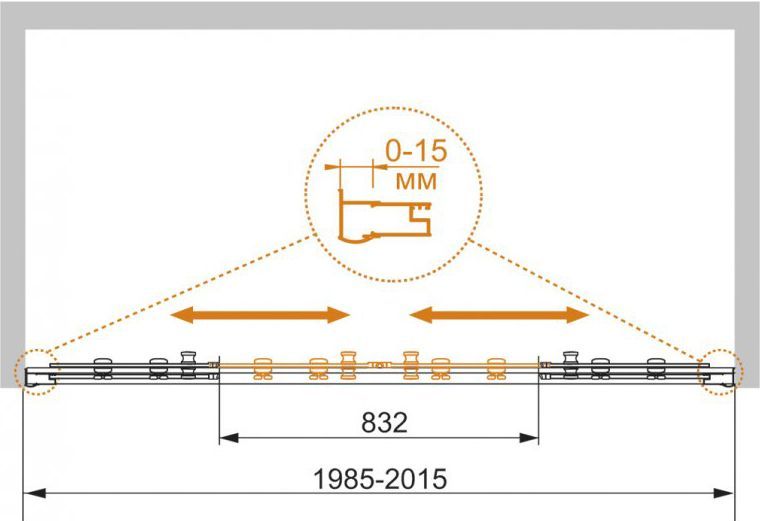 Душевая дверь в нишу Cezares Pratico BF2 200 C Cr PRATICO-BF-2-200-C-Cr - 4