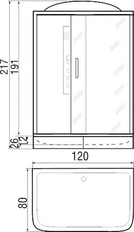 Душевая кабина с поддоном River Vitim 120/80/24 MТ  10000003219 - 3