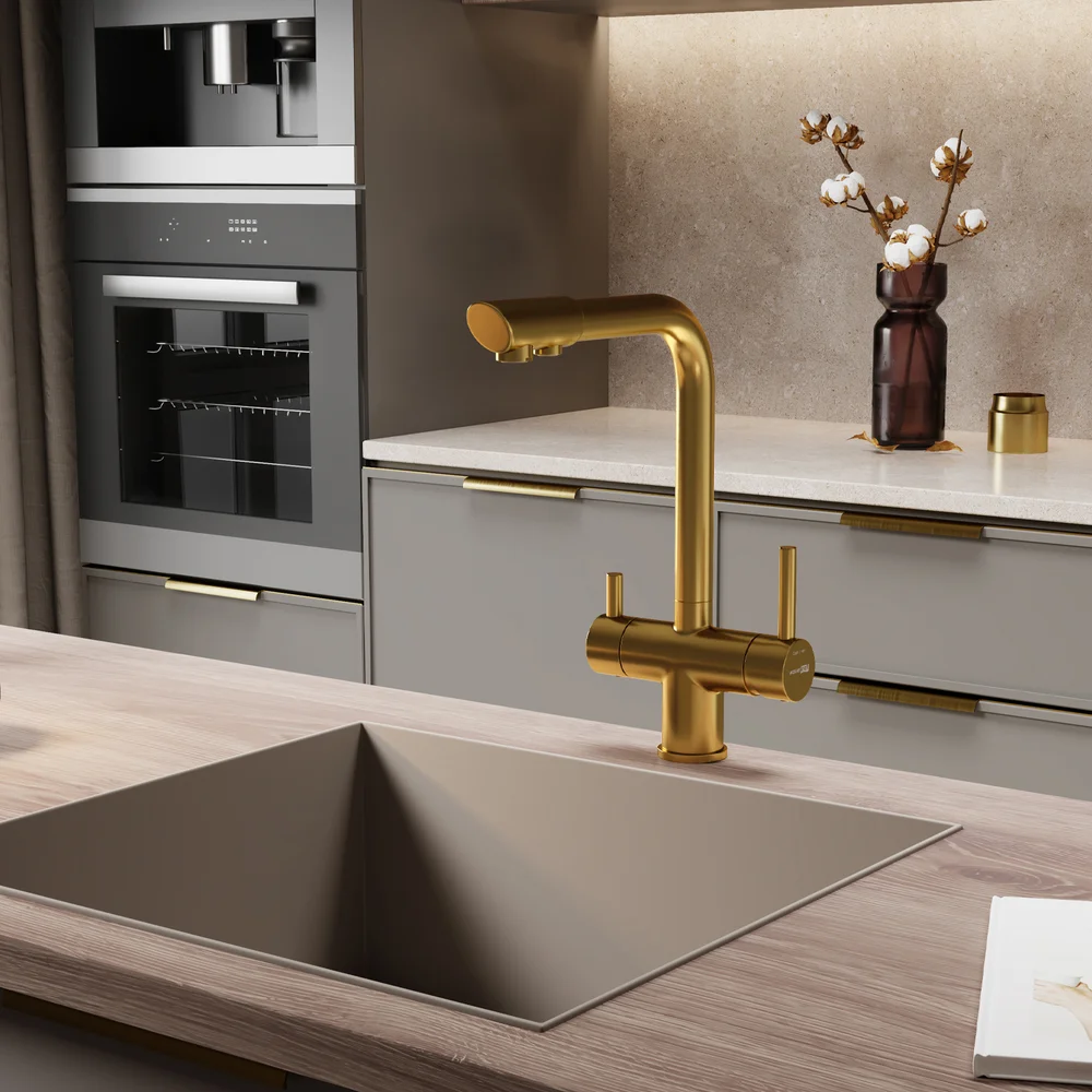 Смеситель для кухни Wasserkraft золото матовый A8387 - 9