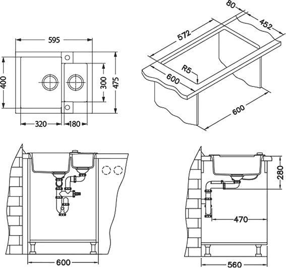 Мойка кухонная Alveus Rock Granital 80 carbon 1090960 - 2