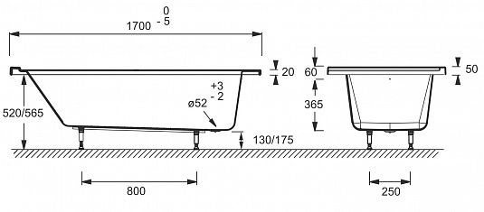 Акриловая ванна Jacob Delafon Formilia 170x80 L E6139L-00 - 5