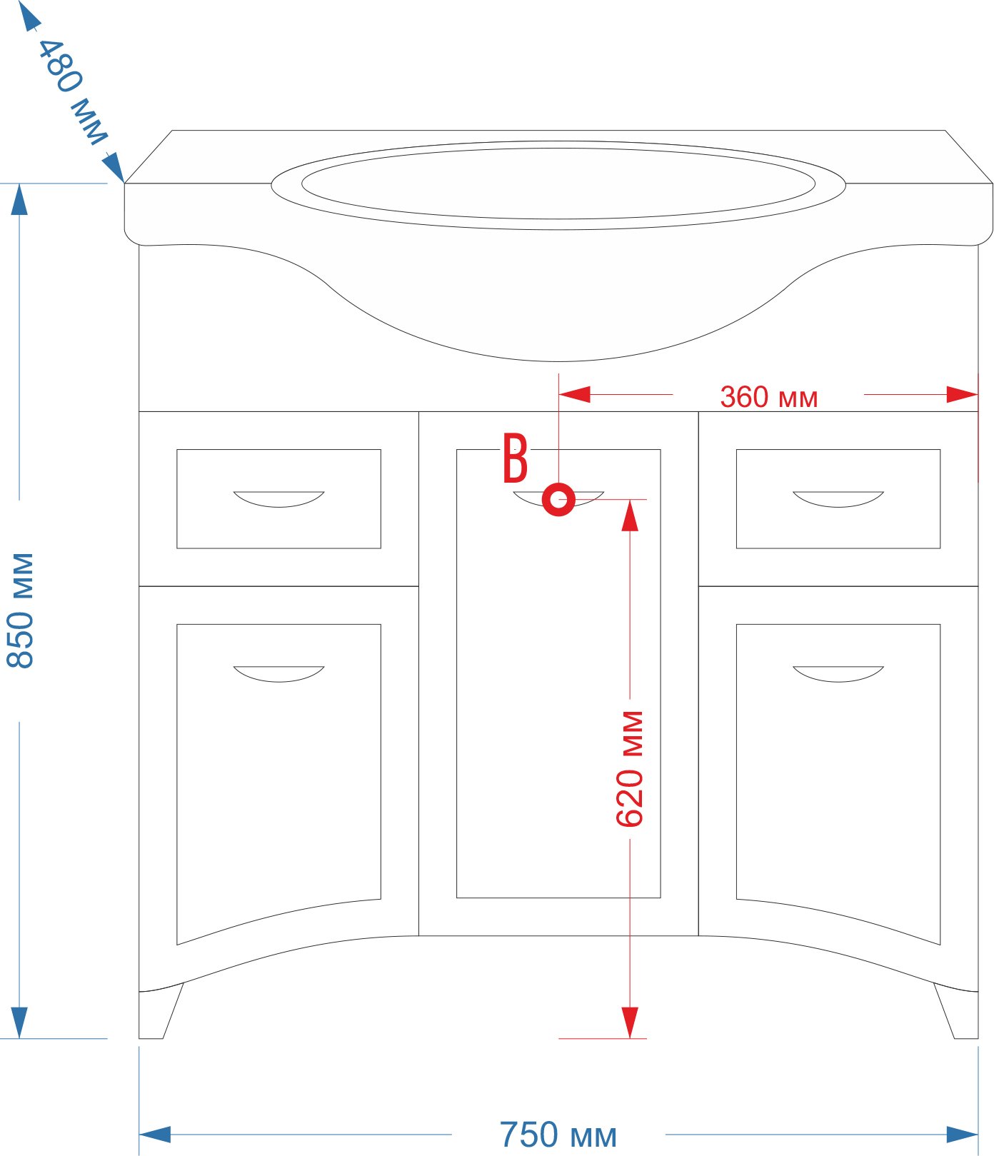 Тумба с раковиной Misty Дрея 75 - 8