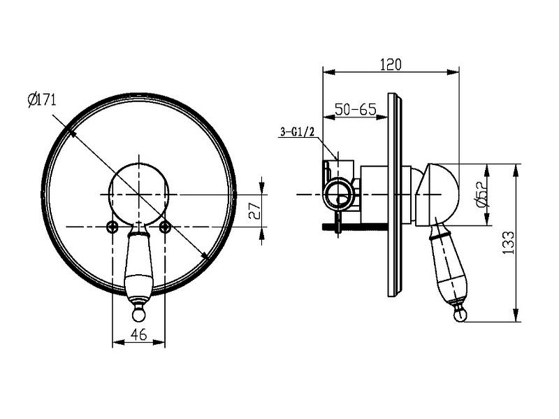 Смеситель для душа Boheme Medici бронза с черной ручкой 305-BSW - 1