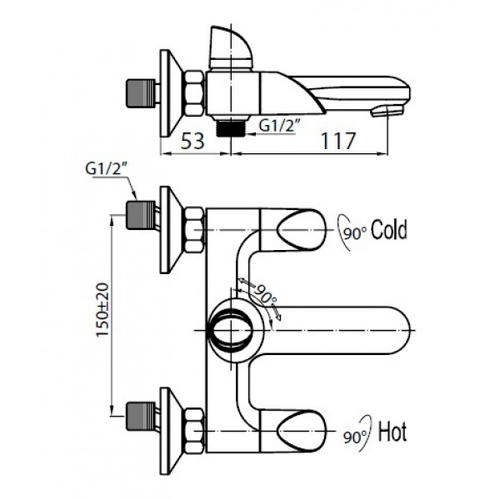 Смеситель для ванны BelBagno Tiara хром  TIA-VAS-CRM/TWIST - 1