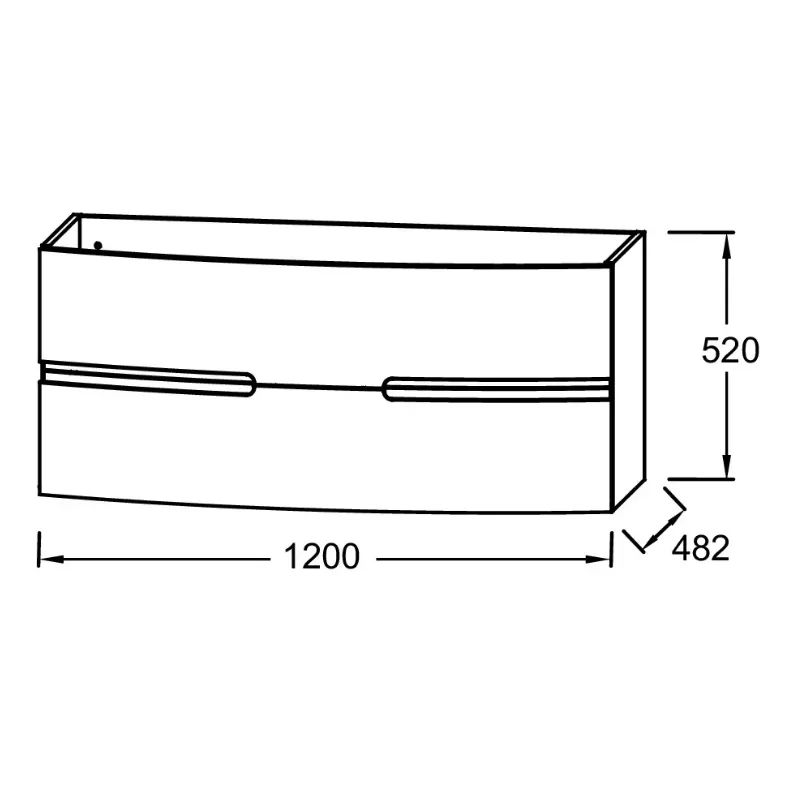 EB1890RU-G98 Nona  Мебель с интегрированными ручками, глянцевый темно-синий, 120 см, 2 ящика - 1