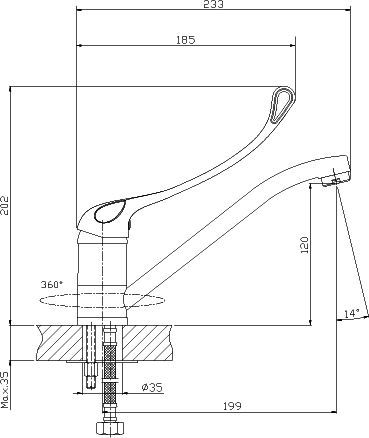 Смеситель Rossinka Y Y35-25 для медицинских учреждений - 1