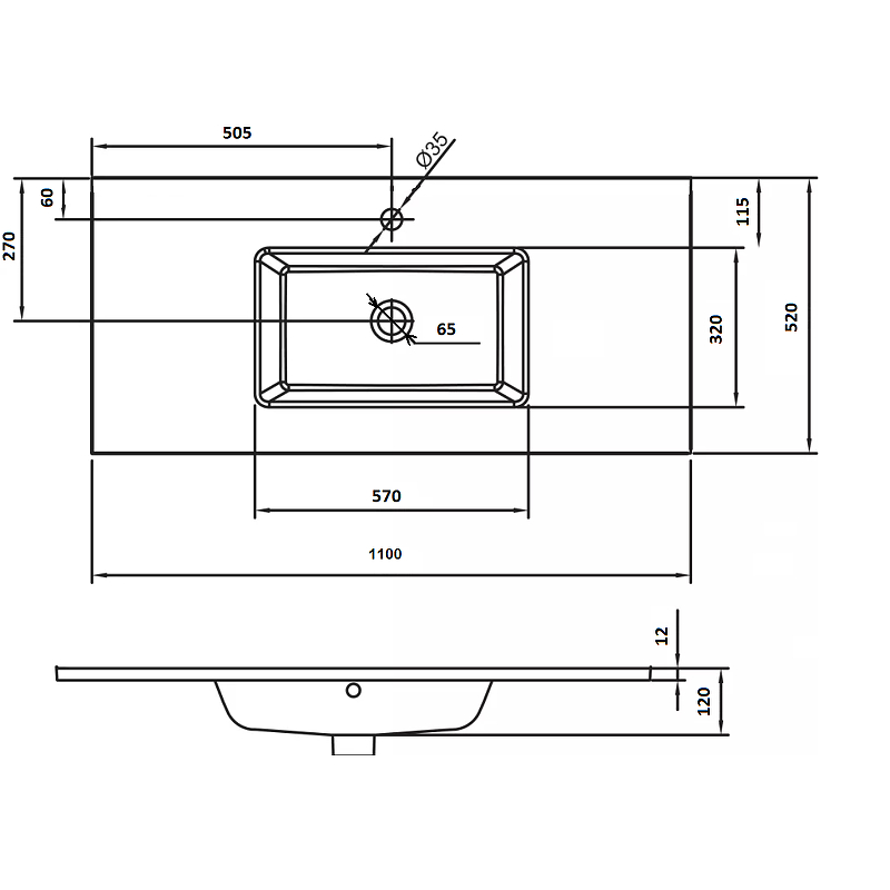Раковина-столешница Armadi Art NeoArt 110 белый 852-110-WH - 1