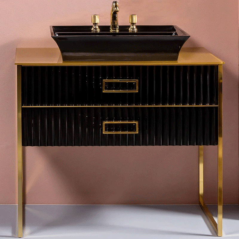 Тумба под раковину чашу Boheme Armadi Art Monaco 100 черный глянец - золото 867-100-BG - 0