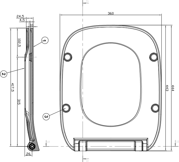 Крышка-сиденье Roca Debba 8019D2003P c микролифтом, петли хром - 4